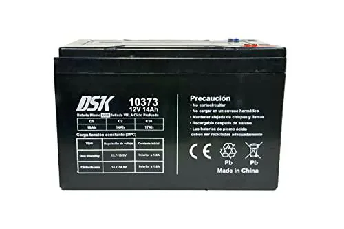 DSK 10373 - Batería de Plomo AGM Recargable y Sellada VRLA de Ciclo Profundo 12V y 14Ah de DSK