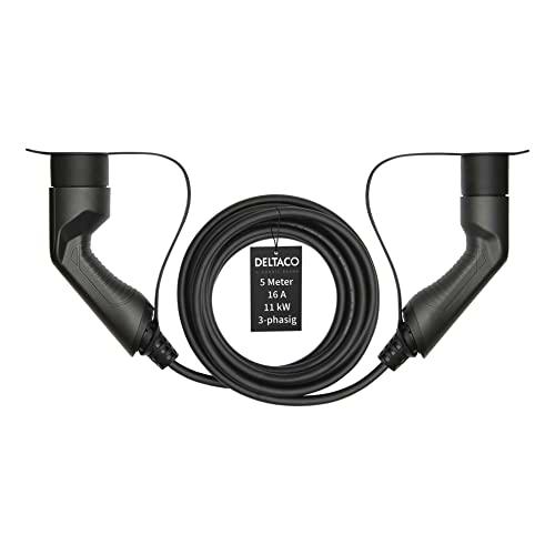 DELTACO Cable de Carga Tipo 2 para Coches eléctricos y vehículos híbridos