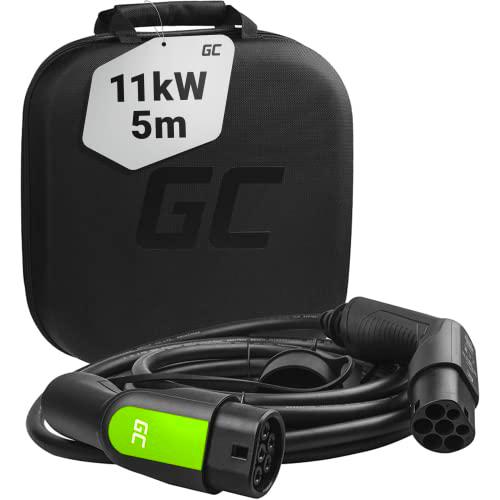 Green Cell GC Tipo 2 Cable de Carga EV Vehículo Eléctrico PHEV | 11kW | 16A | 5 Metros | Tipo 2 a Tipo 2 | Trifásico | Compatible con Model 3/S/X/Y
