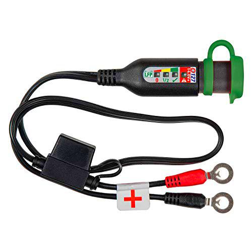 Optimate TecMate Monitor O-127, Cable de batería de Deportes de Motor Permanente con Monitor del Sistema de Carga/Estado de la batería Integrado para baterías de Litio de 12.8 y 13.2 V