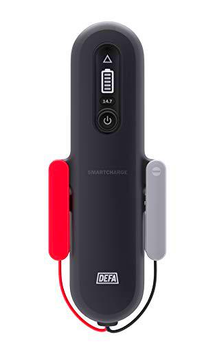 DEFA SmartCharge 8 | Cargador fácil de Usar con análisis de batería y selección automática de la Corriente de Carga Ideal | Fácil manejo con un botón | con función de Cambio de batería, Negro
