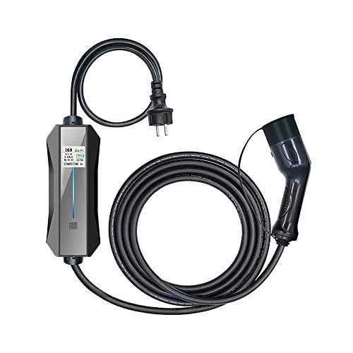 KSIX Cargador de Coche eléctrico Portable + Manguera de Carga 5m Tipo 2