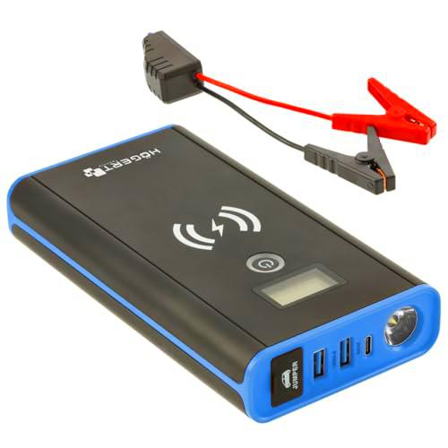 Högert Technik - Arrancador de 400 A con Cargador inductivo | Arrancador de batería para Coche Booster Starter Powerbank | Cargador inductivo Integrado de 10 W
