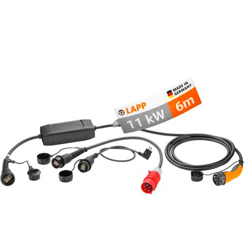 Lapp Mobility Estación de Carga Tipo 2 Universal / 11 kW/Básica / 16A / trifásica/para Cargar Coches híbridos y eléctricos/Modo 2/6 m