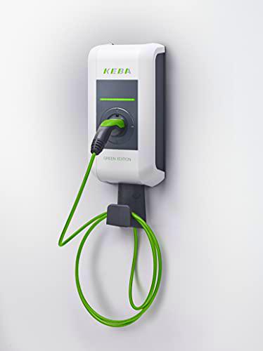 KEBA Wallbox KeContact P30 Green Edition | Base de Carga Co2 Neutral para Coche eléctrico/híbrido | 11 kW | Tipo 2 | Cable de Carga Fijo de 6 Metros