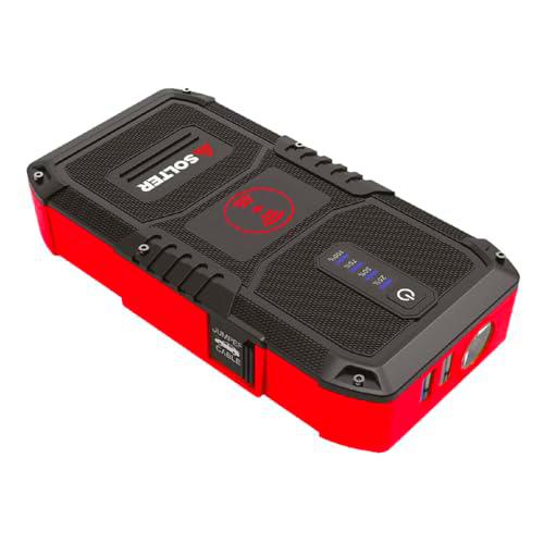 Solter Lithium LT-13 12V Wireless | Arrancador de Batería de Litio para Coches y Motos | Carga Inalámbrica Qi 10W | Powerbank USB | Protección Avanzada