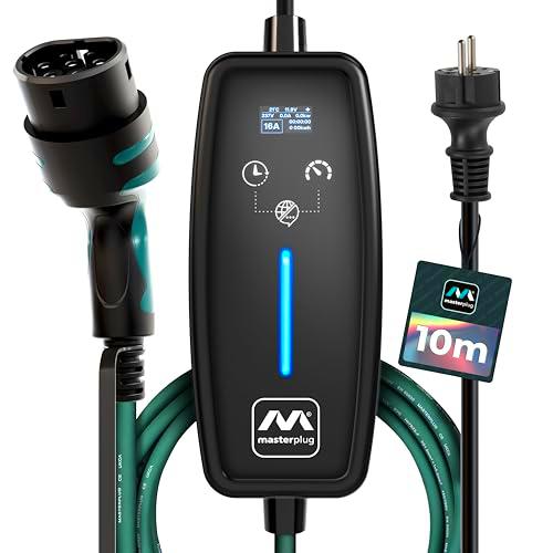 Masterplug Cargador Coche Eléctrico Tipo 2, Cable de Carga de Vehiculo Eléctrico Portátil con Enchufe Schuko UE