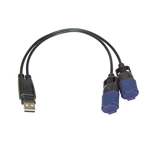 Optimate USB O-110, Separador en Y de USB con Sistema de conexión Impermeable, Azul