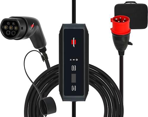 Brennenstuhl Cargador EV portátil Tipo 2 CEE 11kW, wallbox móvil con Cable 8 m