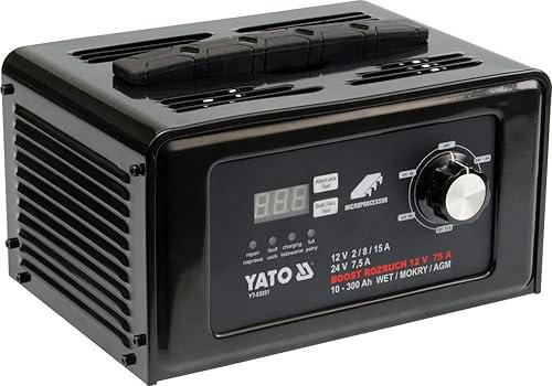 YATO YT-83051 - cargador de batería digital de arranque y salto 12 / 24v 15a