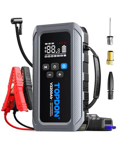 TOPDON V2200Air Arrancador de Baterias de Coche con Compresor de Air 150PSI Inflador
