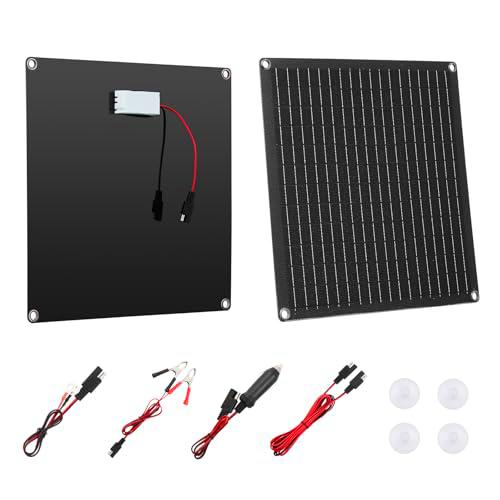 VEVOR Cargador de Batería Solar 20 W, con Células Monocristalinas
