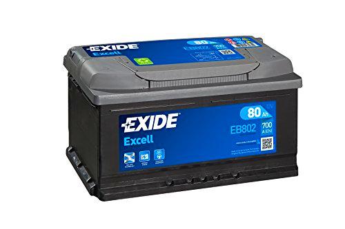 Batería de coche Exide Excell EB802 80 Ah, sin mantenimiento (lista para el montaje)