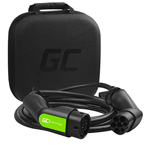 Green Cell® GC Type 2 Cable de Carga EV Vehículo Eléctrico PHEV | 7,2kW | 32A | Tipo 2 a Tipo 2 | 5 Metros | Monofásico | Compatible con EQC