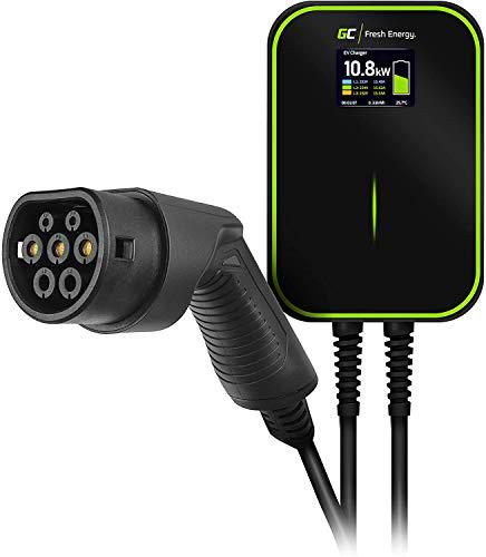 Green Cell® GC EV PowerBox Estación de Carga Cargador Wallbox | Cargando con 22kW/11kW/7.2kW | Tipo de Cable 2 6m | Pantalla LCD | IP66 | Compatible con Model 3 / S